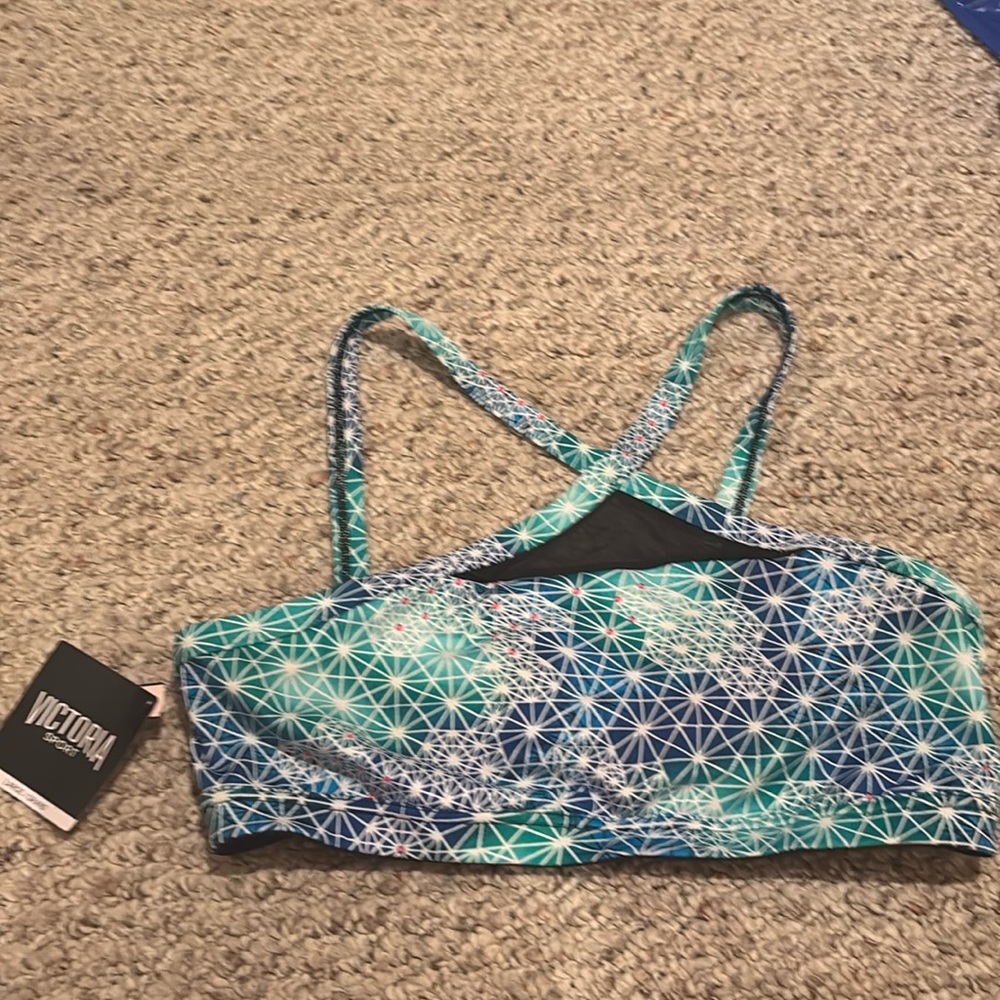 Teal women’s sports bra pink